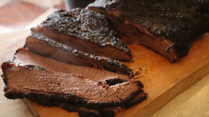 Sliced smoked brisket